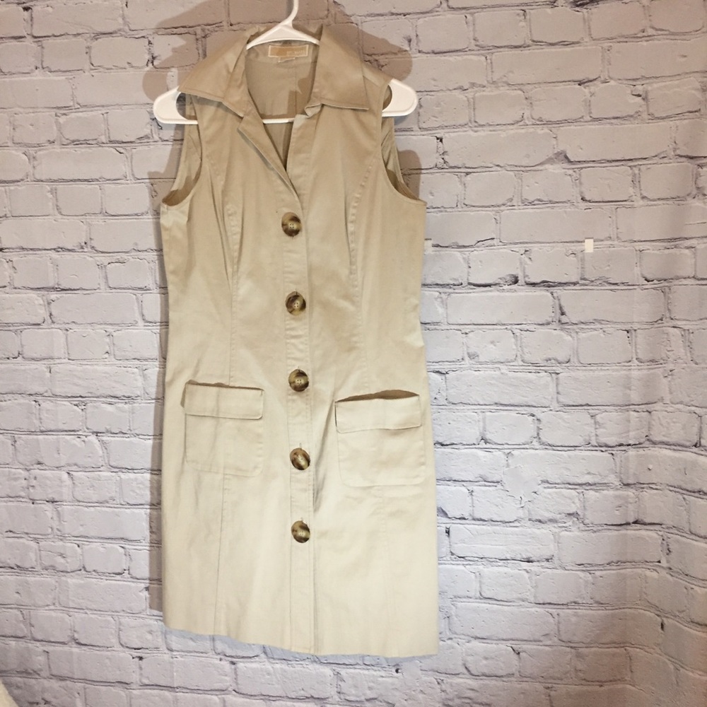 Michael Kors khaki big button dress Sz 8